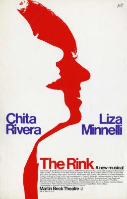 Posters depicts: Chita Rivera and Liza Minelli in white and red profiles