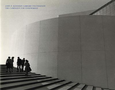 Greyscale of a building with a large staircase in front of it and a group of people ascending the staircase.
