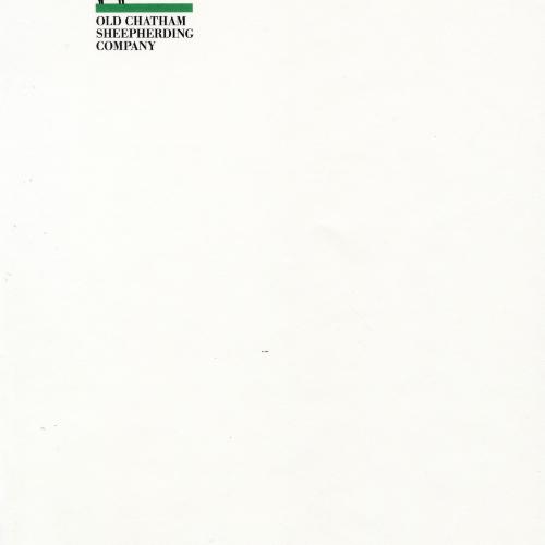 Letterheads/Stationery depicts: Letterhead with company title and logo of a silhouetted sheep on a thin green rectangle in the upper left corner.