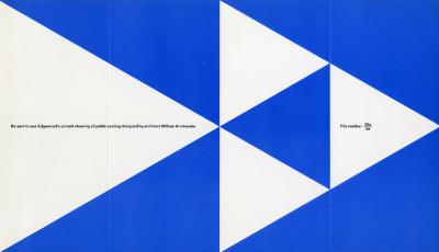Blue and white triangle pattern with several different sized triangles.