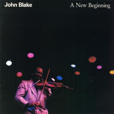 Album Covers depicts: Mid-shot portrait of John Blake playing a violin with different colored lights above him.