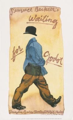 Posters depicts: watercolor illustration of a walking hat, jacket, pants and shoes with no body inside