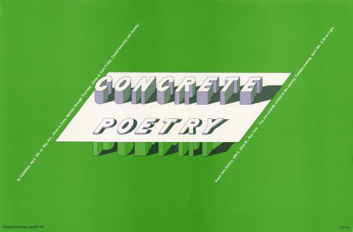 Posters depicts: A white plane with the word concrete extending above the plane and the word poetry extending below the plane
