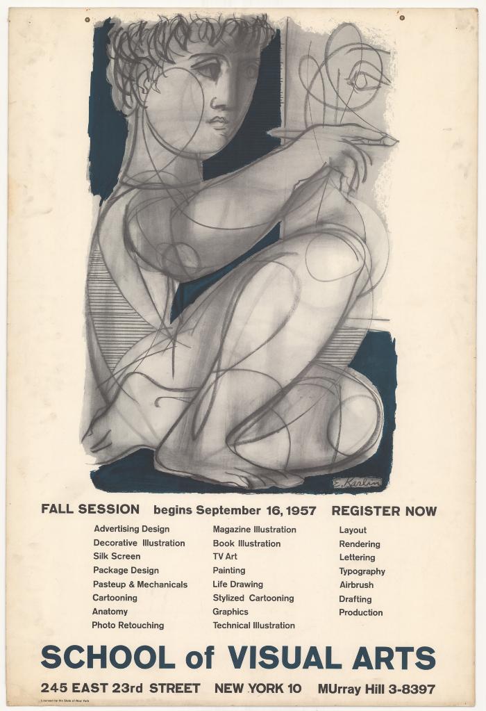 Posters depicts: Rough graphite and blue sketch against a white background of a man drawing.