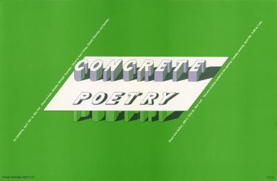 Posters depicts: A white plane with the word concrete extending above the plane and the word poetry extending below the plane