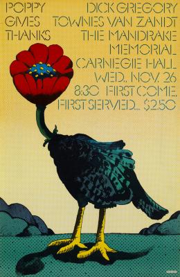 Posters depicts: drawing of a turkey with a poppy flower for a head