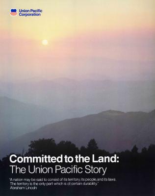 Posters depicts: A misty sunrise over the mountains, with trees in the lower foreground and the Union Pacific Corporation logo in the upper left.
