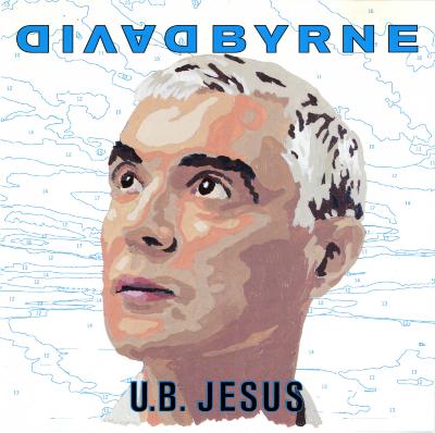 Album Covers depicts: Portrait of David Byrne on top of a color by numbers coloring page