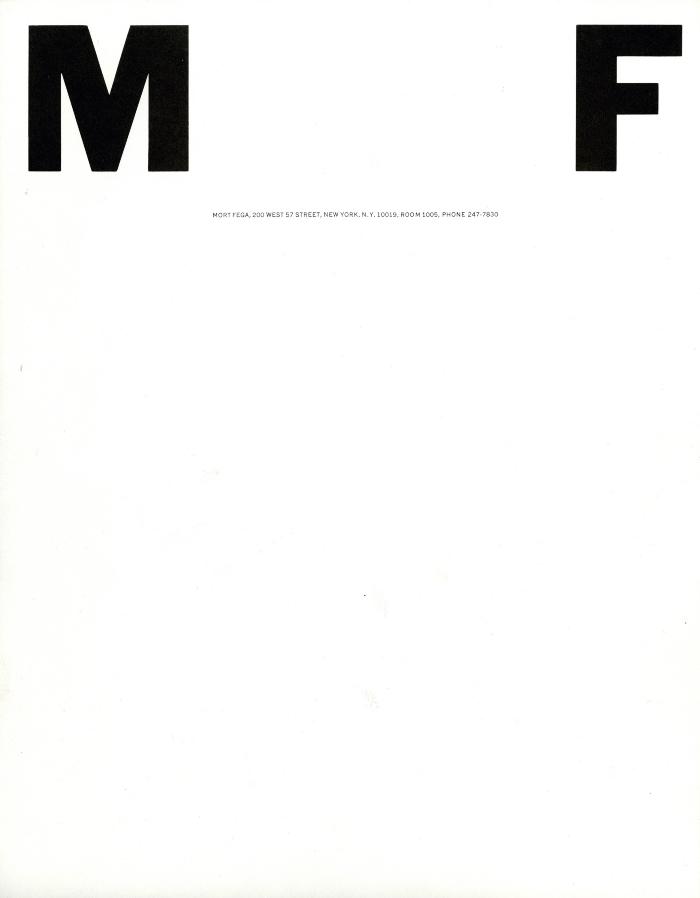 Letterheads/Stationery depicts: Letterhead with large black M on the upper left and large black F on the upper right.