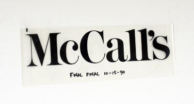 Logos and identities depicts: McCall's logo on a transparent layer of film