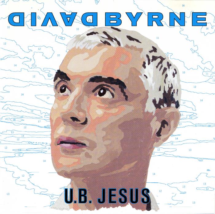 Album Covers depicts: Portrait of David Byrne on top of a color by numbers coloring page