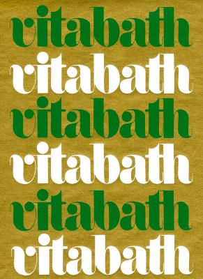 Packaging depicts: Vitabath logotype in rounded green and white type on a gold background