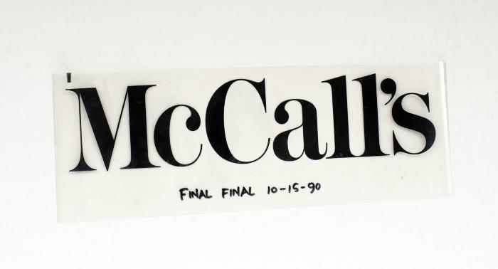 Logos and identities depicts: McCall's logo on a transparent layer of film