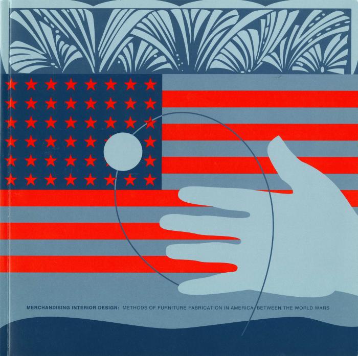 Hand on top of a red and blue American flag