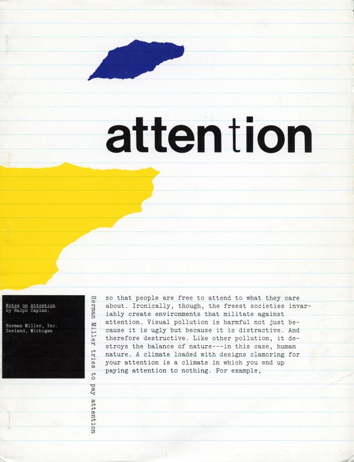 Booklet/Brochure depicts: Yellow and blue torn paper on lined paper with title and notes about booklet