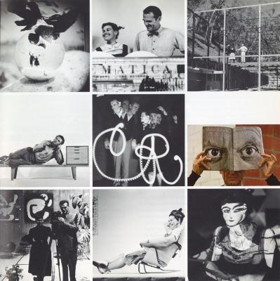 3 by 3 grid of photos of Charles and Ray Eames