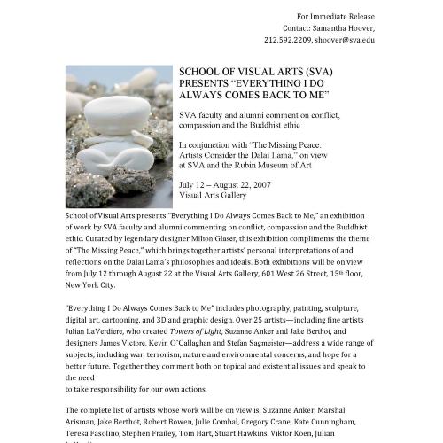Press Releases depicts: first page of a typewritten description of exhibition