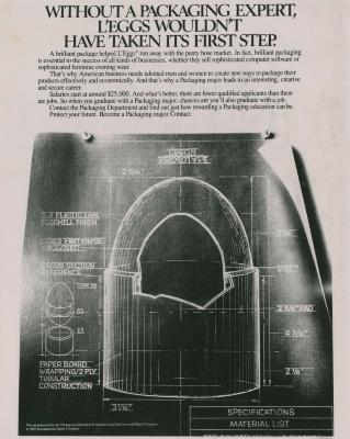 Posters depicts: L'eggs pantyhose egg packaging prototype sketch/blueprint