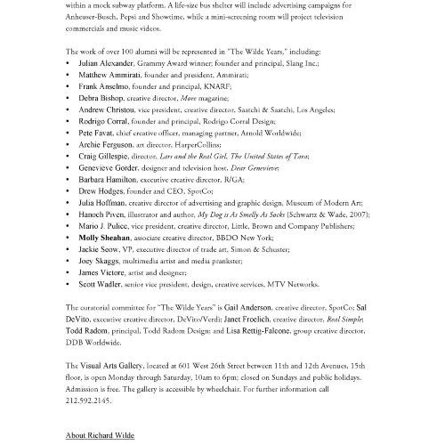 Press Releases depicts: Typewritten description of exhibition