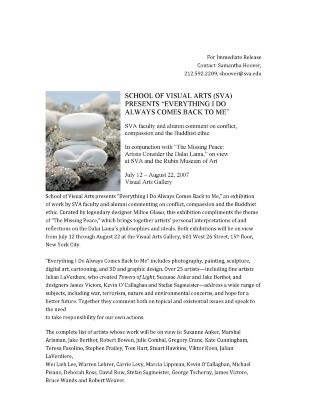 Press Releases depicts: first page of a typewritten description of exhibition