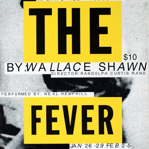 Play title in blocky black type in yellow rectangles over abstract black and white image