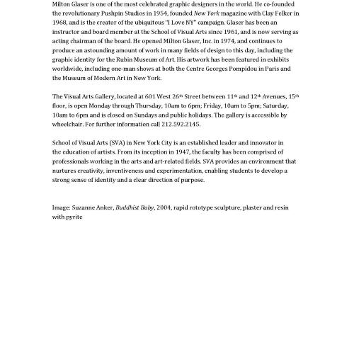 Press Releases depicts: second page of a typewritten description of exhibition