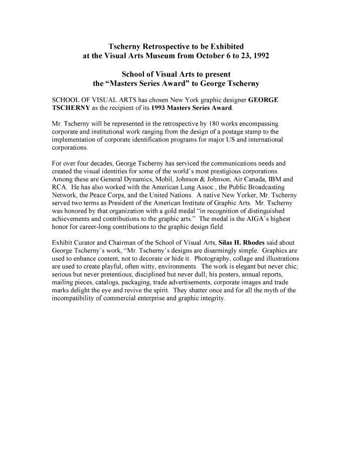 Press Releases depicts: Typewritten document describing exhibition
