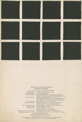 Posters depicts: 4 by 3 grid of black squares on the top half of poster.
