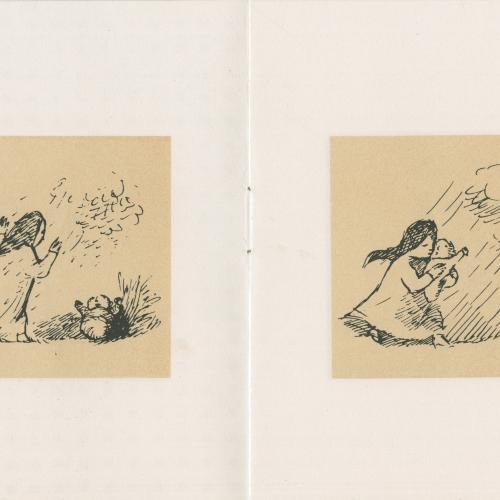 Exhibition Catalogues depicts: Small catalog with illustrations in yellow squares across all pages. 