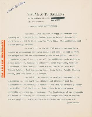Press Releases depicts: Press release information regarding the exhibition. 