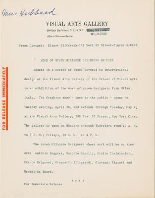Press Releases depicts: Press release information regarding the exhibition. 