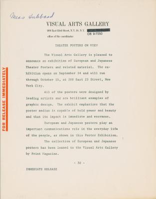 Press Releases depicts: Press release information regarding the exhibition. 