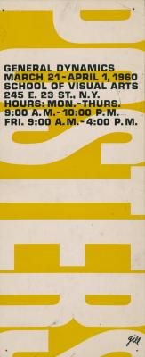 Announcements and invitations depicts: "Poster" printed largely in the background and exhibition information written in small, black print. 