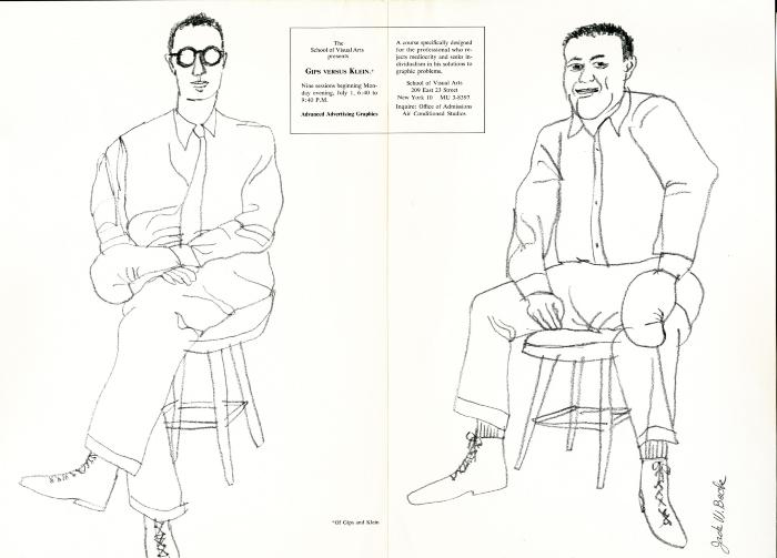 Course Announcements depicts: line drawings to two men sitting on stools