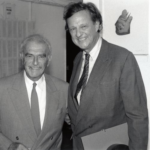 Photographic Materials depicts: Silas Rhodes and Ivan Chermayeff at reception