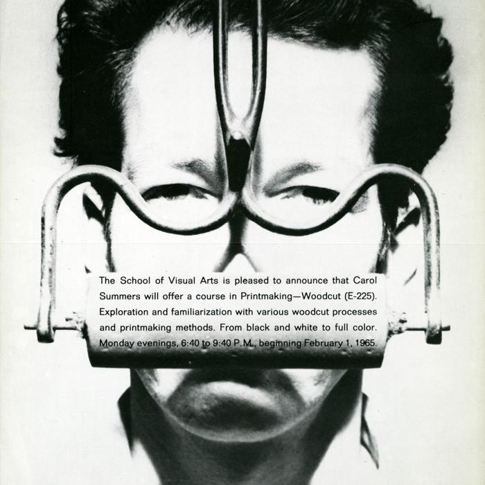 Course Announcements depicts: Man with a print roller in front of his mouth