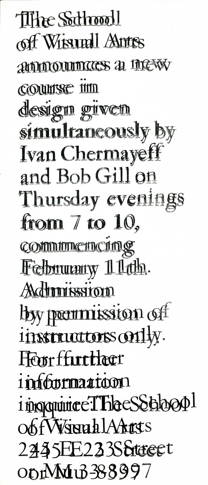 Course Announcements depicts: Text is overprinted and misaligned intentionally