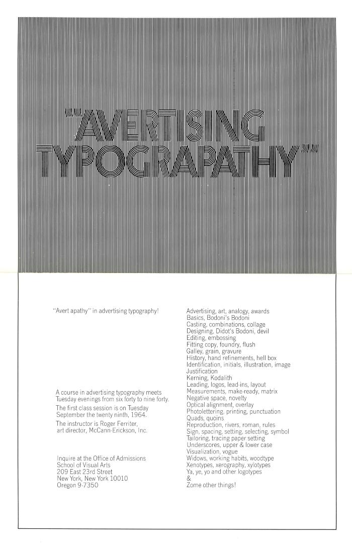 Course Announcements depicts: Text reading Avertising Typograpathy on top of thin tight lines creating an optical illusion