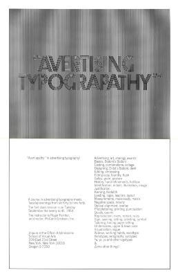 Course Announcements depicts: Text reading Avertising Typograpathy on top of thin tight lines creating an optical illusion