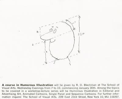 Course Announcements depicts: cartoon drawing of face with large nose and measurements on all sides