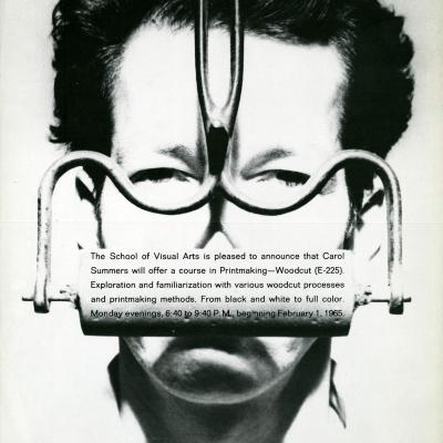 Course Announcements depicts: Man with a print roller in front of his mouth