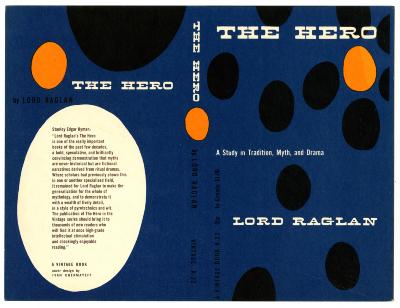 Book Covers depicts: Title, subtitle ("a study in tradition, myth, and drama"), and author's name in white over a blue background with eleven black dots and one orange one