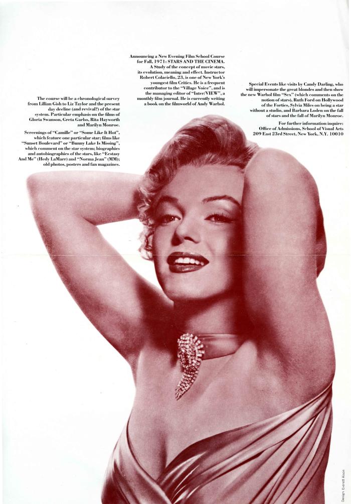 Course Announcements depicts: photograph with a pink tint of Marilyn Monroe
