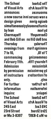 Course Announcements depicts: type is printed on left normally and on right as mirror image