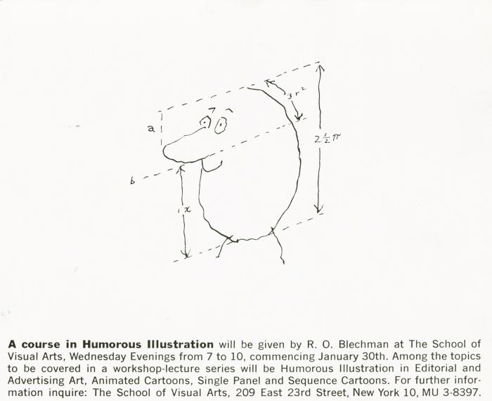 Course Announcements depicts: cartoon drawing of face with large nose and measurements on all sides