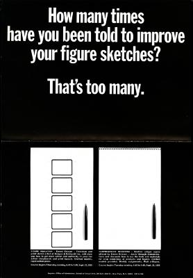 Course Announcements depicts: one blank sketch pad and another with 5 blank boxes