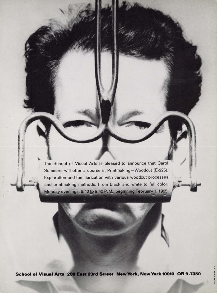 Course Announcements depicts: Man with a print roller in front of his mouth