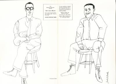 Course Announcements depicts: line drawings to two men sitting on stools