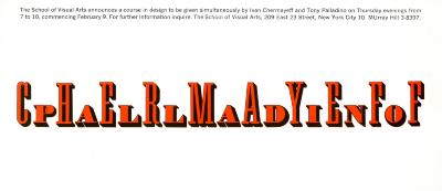 Course Announcements depicts: The names Chermayeff and Palladino spelled as one word with alternating letters