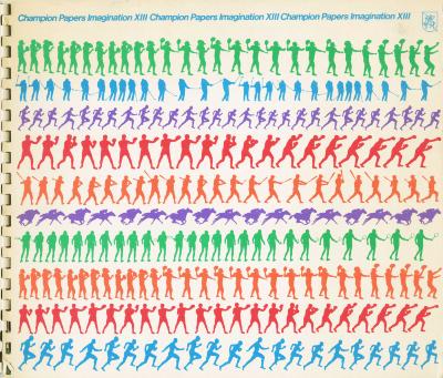Booklet/Brochure depicts: Rows of figures performing sports activities as if in motion